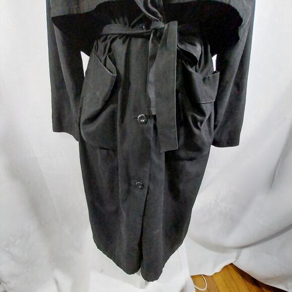 LONDON FOG! RICH BLACK MEGA DETAILED CLASSIC TRENCH COAT, OVERCOAT! SZ 12R - Picture 6 of 15